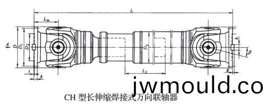 長伸(shen)縮焊接式萬向聯(lián)軸器 長伸(shen)縮焊接式(shi)萬向聯(lián)軸器